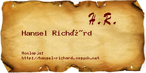 Hansel Richárd névjegykártya